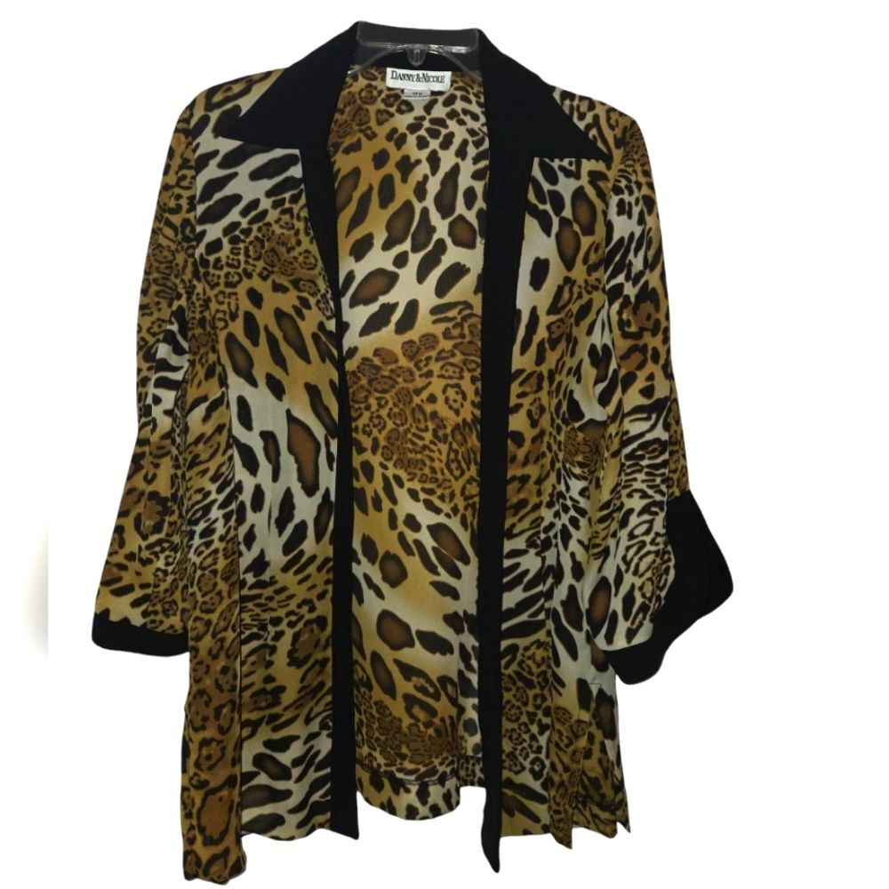 Danny & Nicole Leopard Print Cardigan Blouse